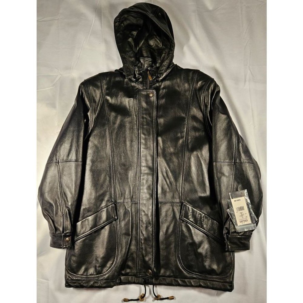 Northern Glades Leather Jacket W/Hood and Zip-Out Warmer - NWT - Size‎ L